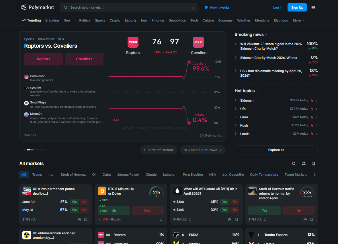 Polymarket platform interface — markets overview